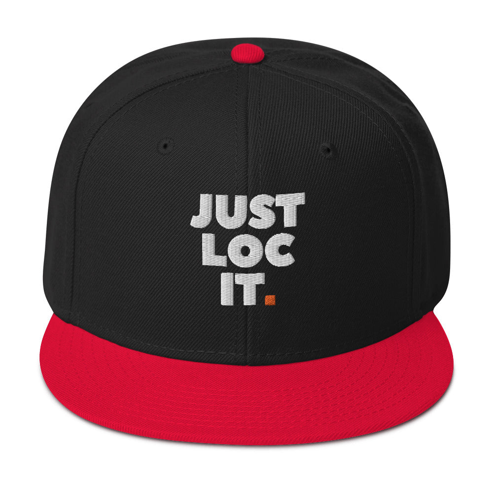 JUST LOC IT. (white) Snapback Hat